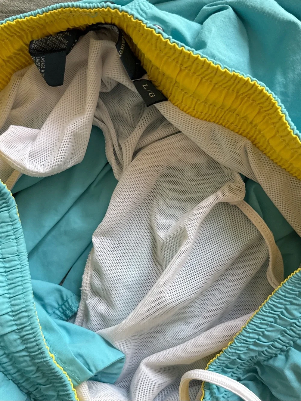 Polo by Ralph Lauren Men's Aqua Swim Trunks with White Drawstring
